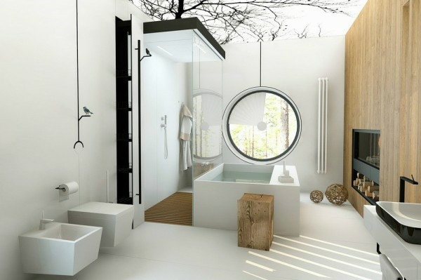 salle bain luxe noir blanc