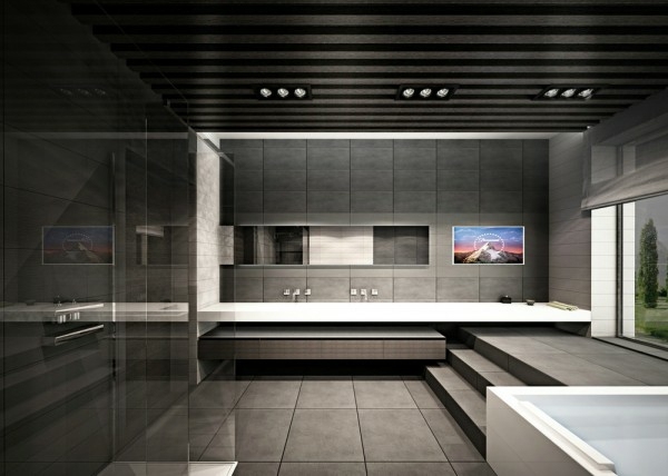 salle bain luxe noire
