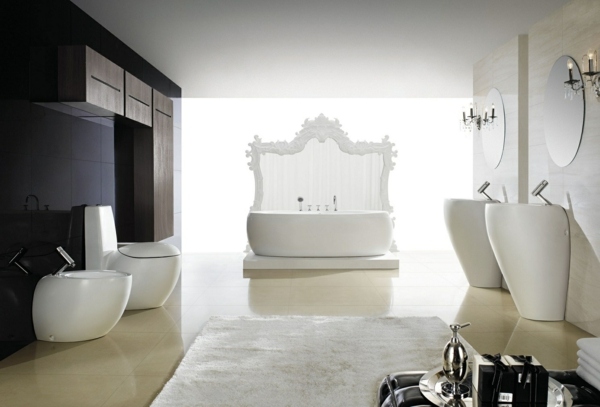 salle bain luxueuse deux lavabo sur pied
