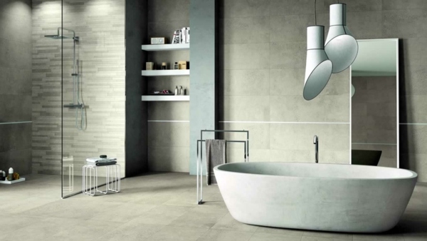 salle bain moderne carrelage en ciment