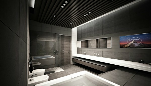 salle bain moderne noire