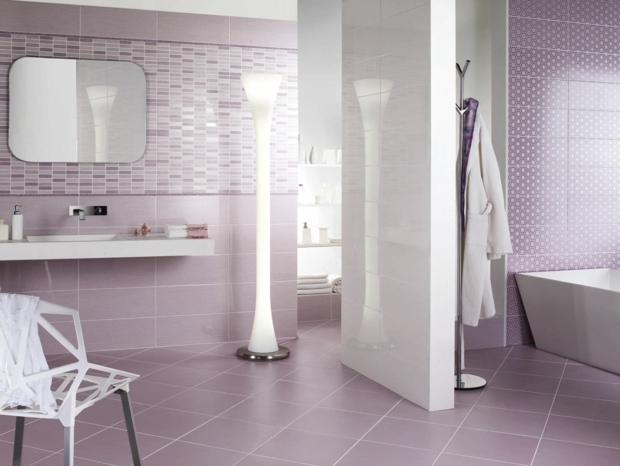 salle bain moderne rose