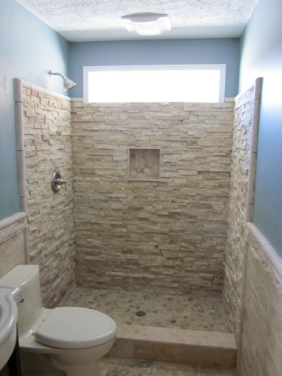 salle bain mur couleur blue pierre naturelle