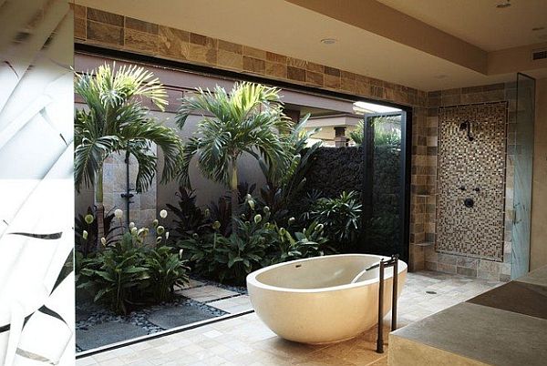 salle bains design moderne atmosphere tropicale