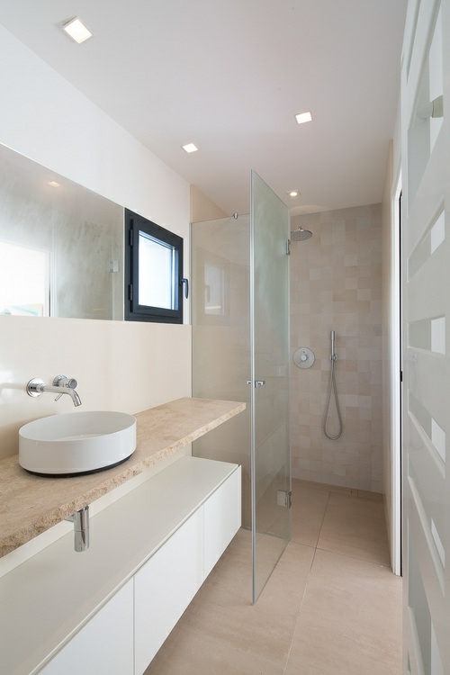 salle bains lavabo rond design douche