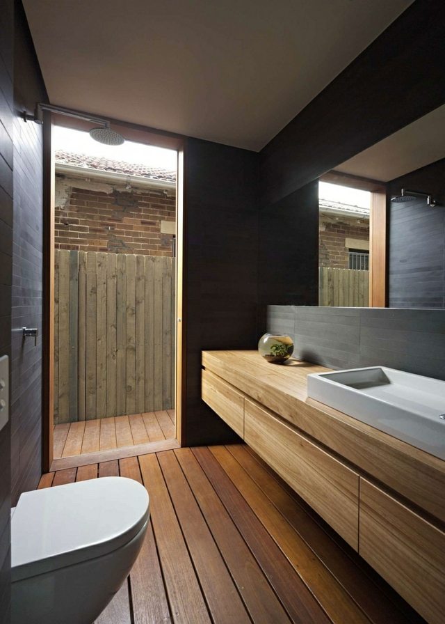 salle bains moderne bois