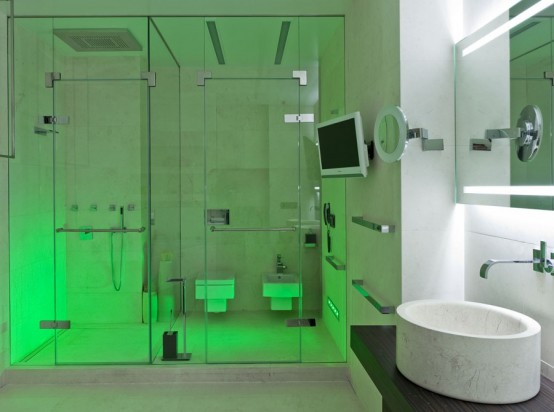 salle bains moderne vue cabine douche