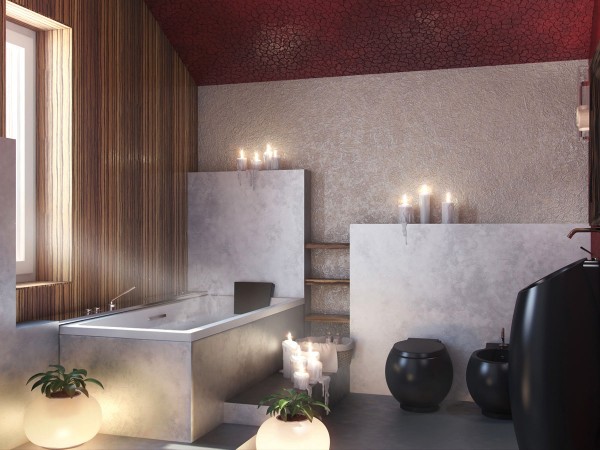salle bains nature marbre inox texture cire