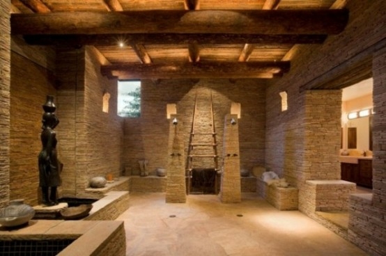 salle bains pierre spacieuse stylisee