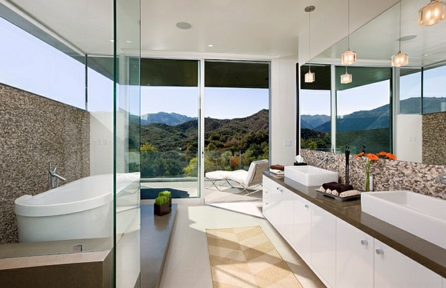 salle bains spa design moderne paysage montagne