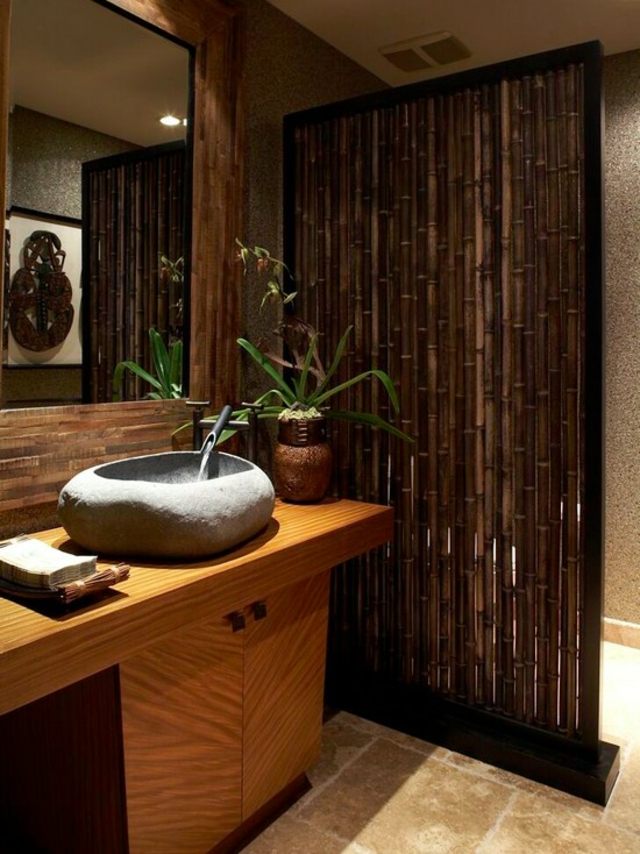 salle de bain décoration bambou