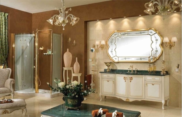 salle de bain luxe meuble blanc
