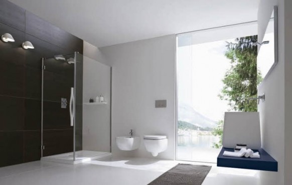 salle de bain minimaliste mur noir