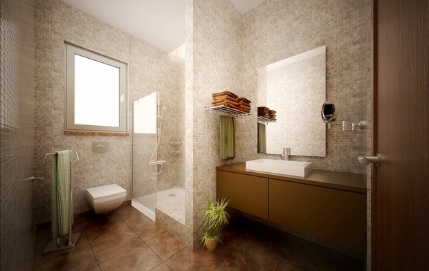salle de bain moderne carrelage nuances beiges