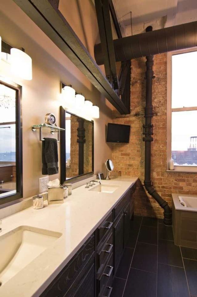 salle de bain moderne touche d'industriel