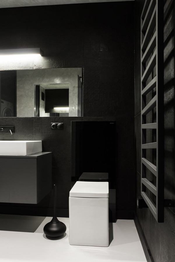 salle de bain ultra moderne chic noir et blanc
