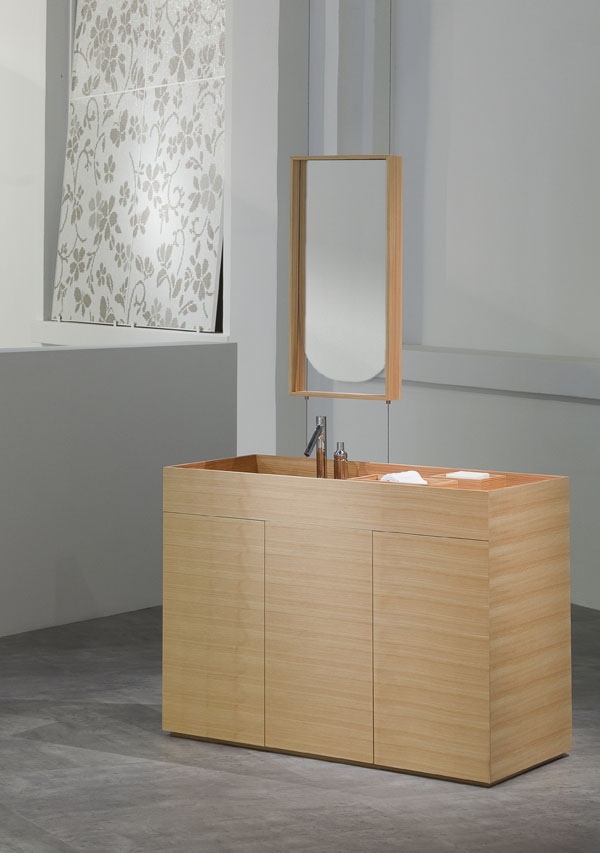 salle de bains de design lavabo bois