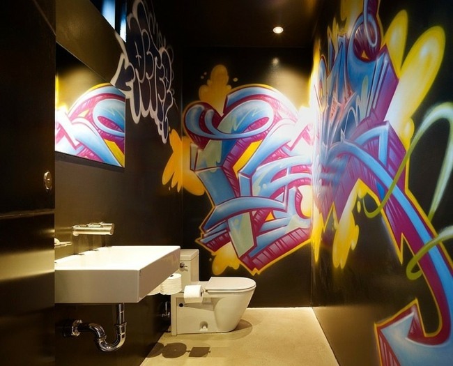 salle de bains design graffiti loft