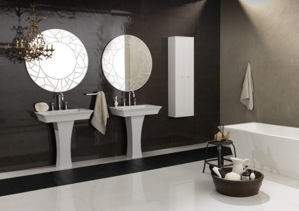 salle de bains noir blanc minimaliste