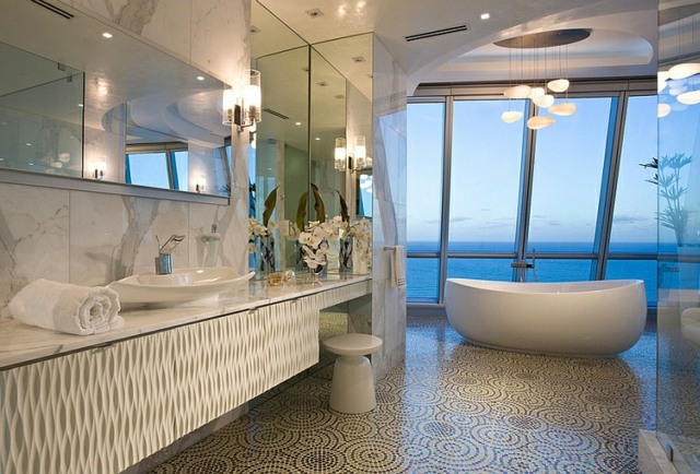 salle de bains spa design vitrage incline texture