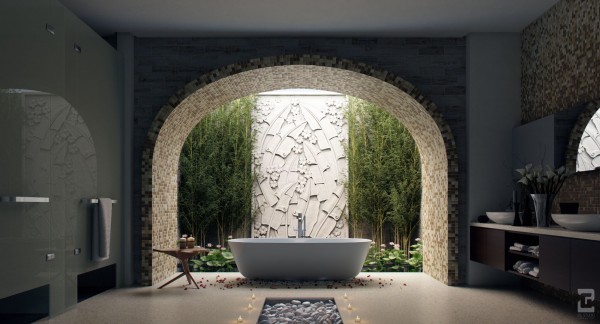 salles de bains nature sculpture arc anse panier ilot