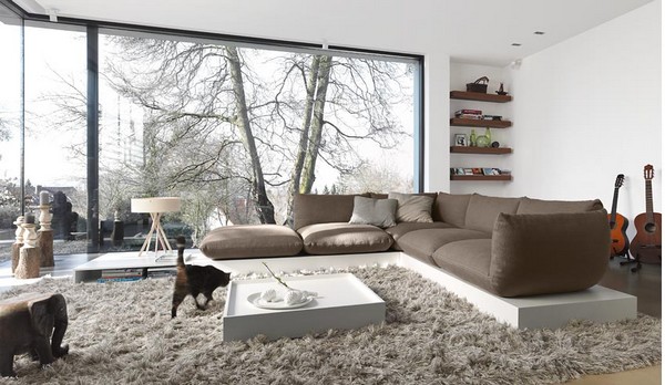 salon contemporain ouvert sofa