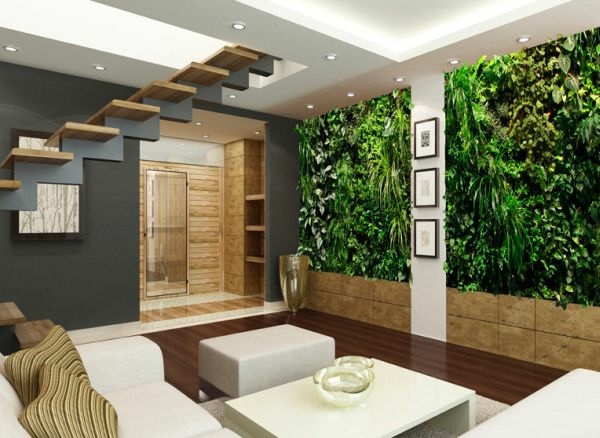 salon design moderne mur vegetal