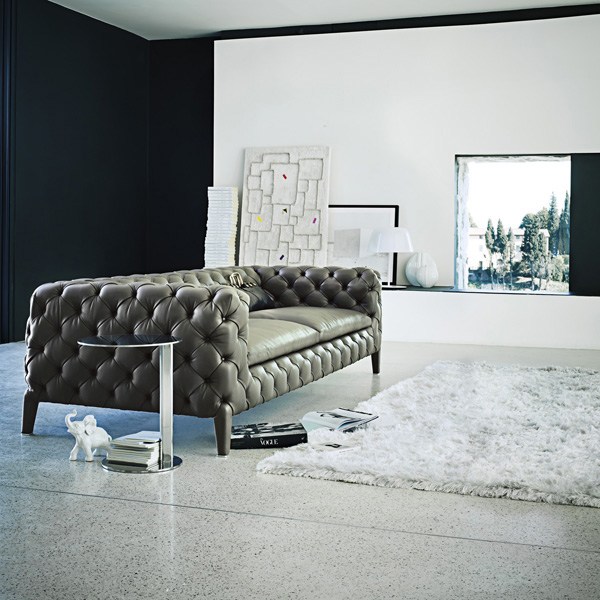 salon minimaliste canapé gris