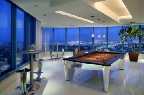 salle de jeux masculine salon moderne table billard vue exterieur magnifique