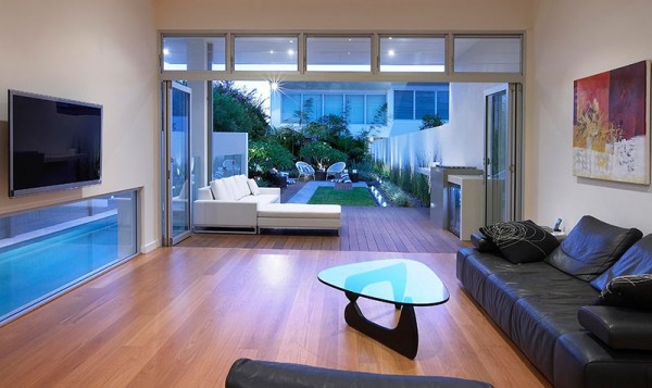 salon ultra moderne avec jardin terrasse