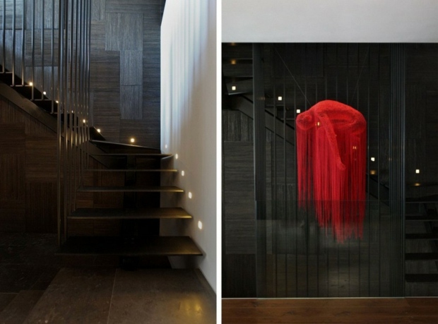 sculpture extravagante règne sur l'escalier design