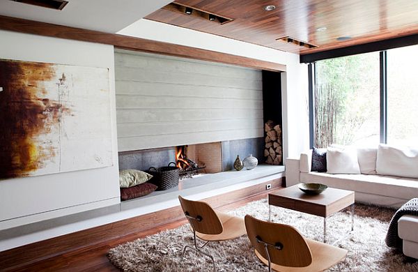 sejour moderne design luxe interieur chaise peinture cheminee