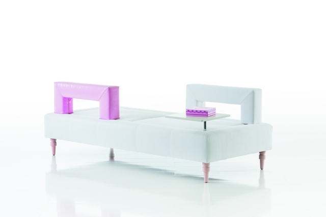 sofa sectionnel blanc rose Bruhl