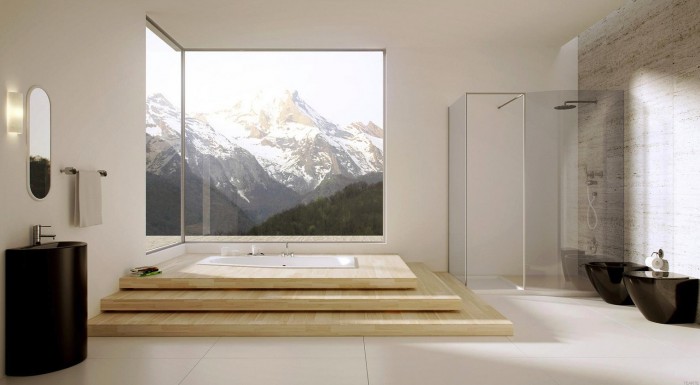 un spa à la maison baignoire surelevée bois