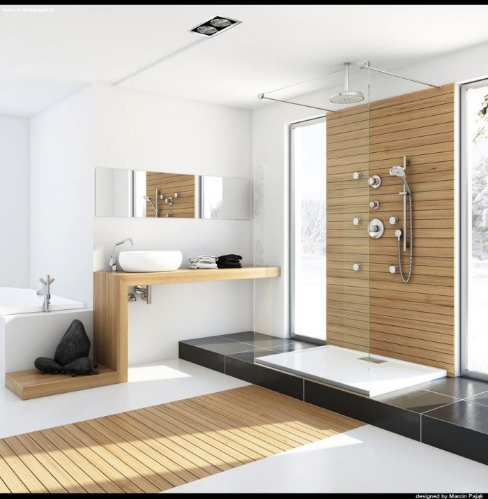 spa à la maison bois salle de bain moderne
