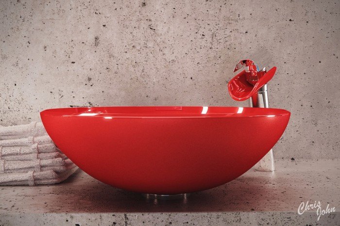 un spa à la maison lavabo rouge