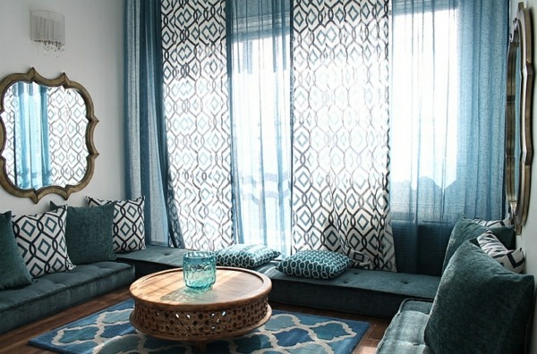 style marocain salon blue table basse ronde