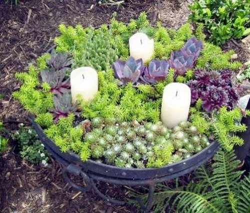 succulent bougie exterieur jardin metal plante
