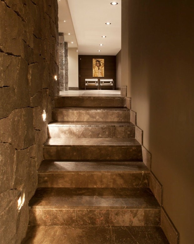superbe escalier pierre marbre béton couleur taupe
