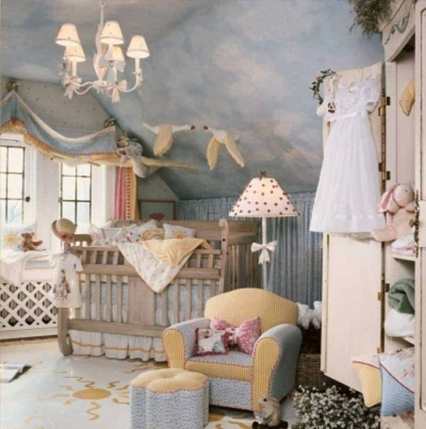 superbe nursery fille style bohème mur peint ciel