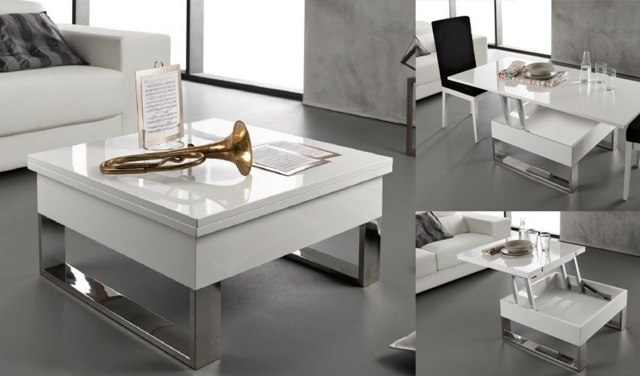 design blanc argent salon complément rangement pratique table maison