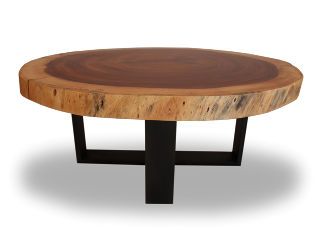table basse en bois ronde métal