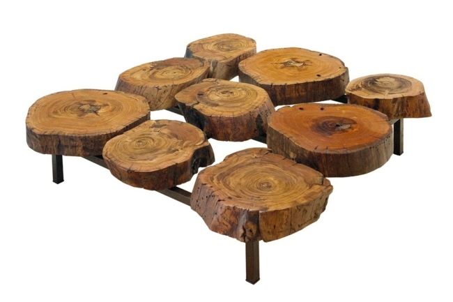 table basse en bois rondelles
