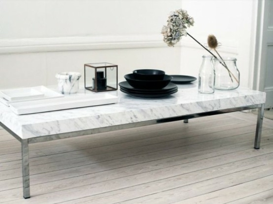 table basse salon marbre
