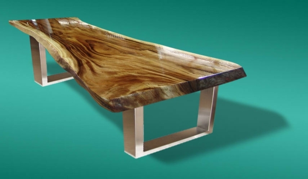 table bois naturel pieds acier