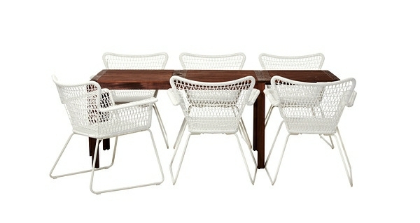table chaises moderne blanc bois jardin