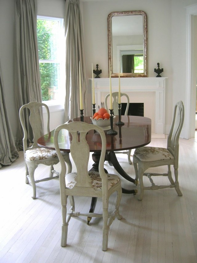 table chaises rococo blanc