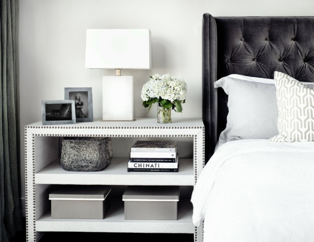 table chevet noir blanc coucher simple maison mode classique