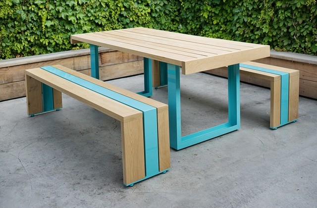 Détails en couleurs idée retenir  meubles extérieurs table jardin