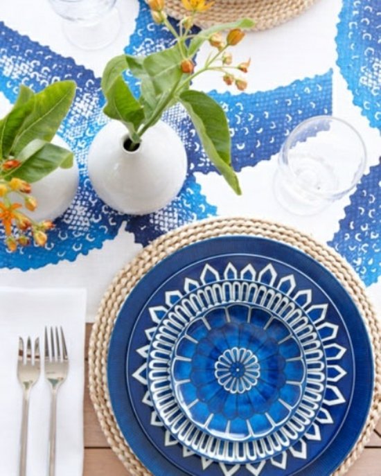table deco bleu blanc